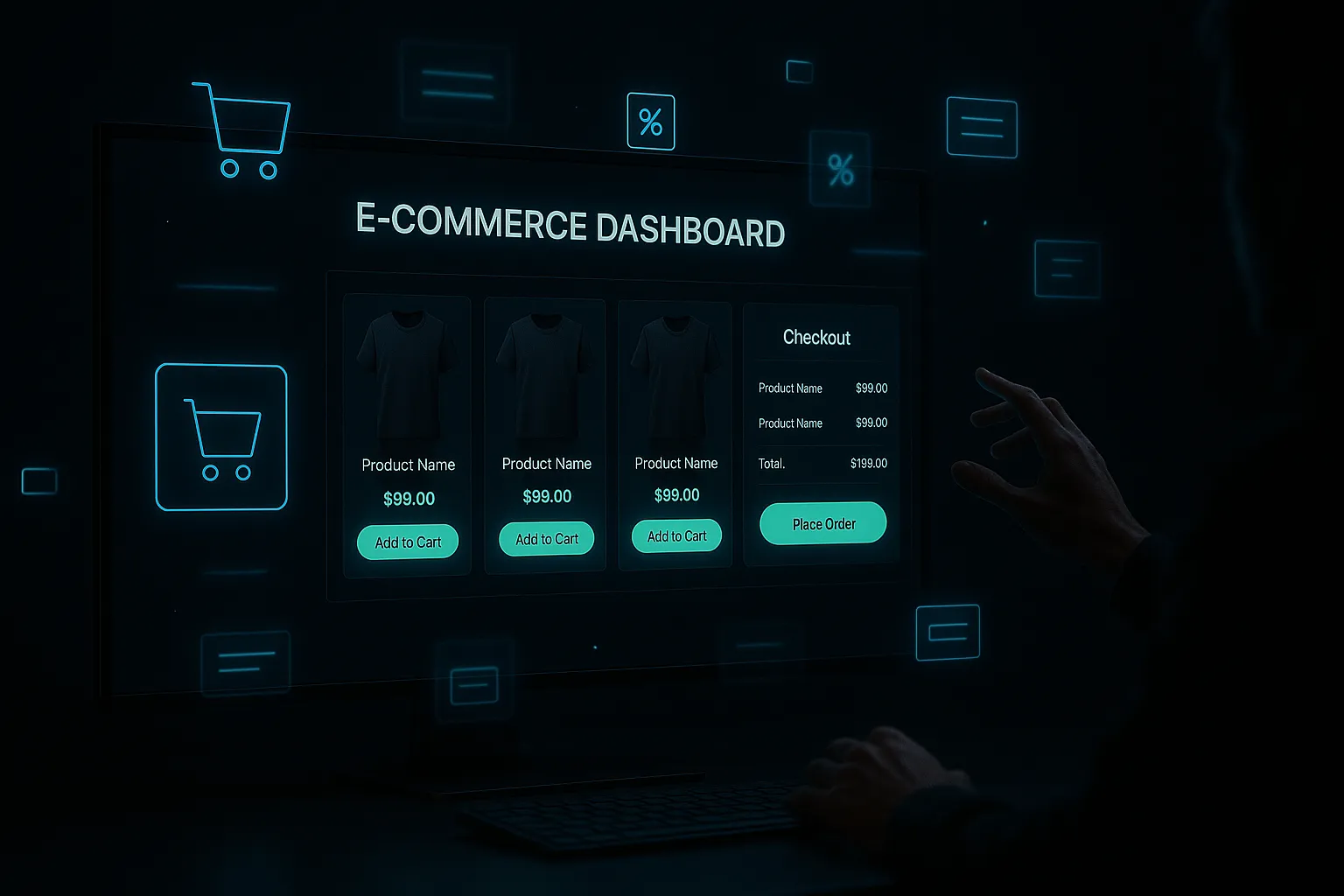 E-Commerce Dashboard mit Holographischen Schnittstellen