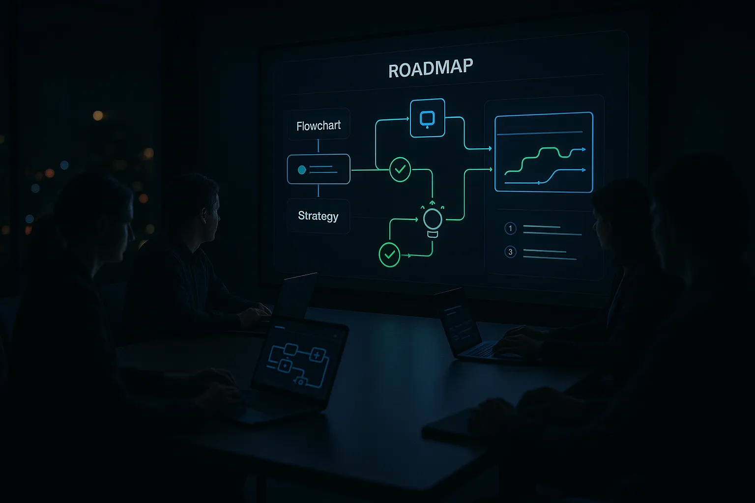 Strategie & Flowchart in der Nacht